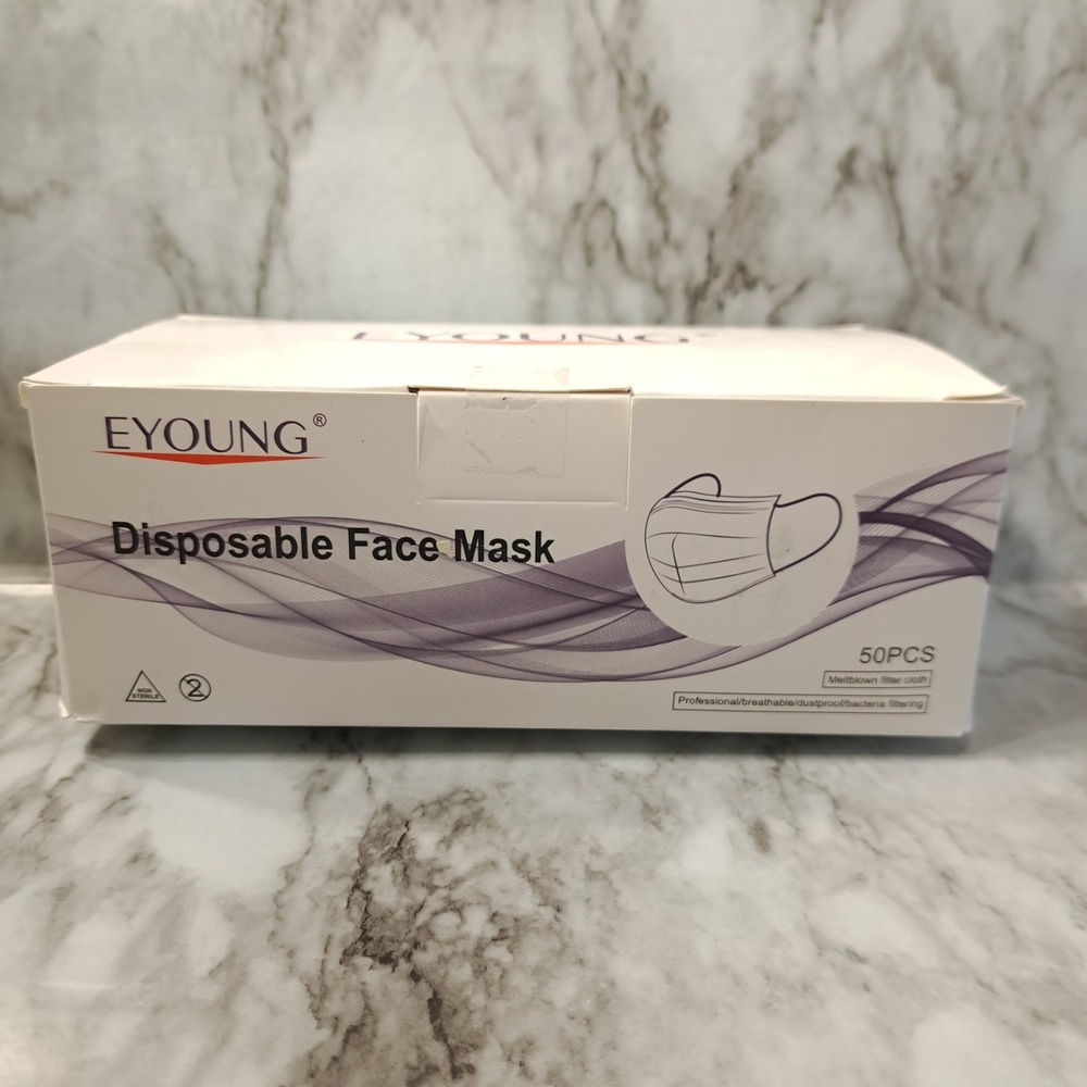 EYOUNG 50 Pieces Disposable Face Mask‎ Blue 3 Layer Elastic Earband